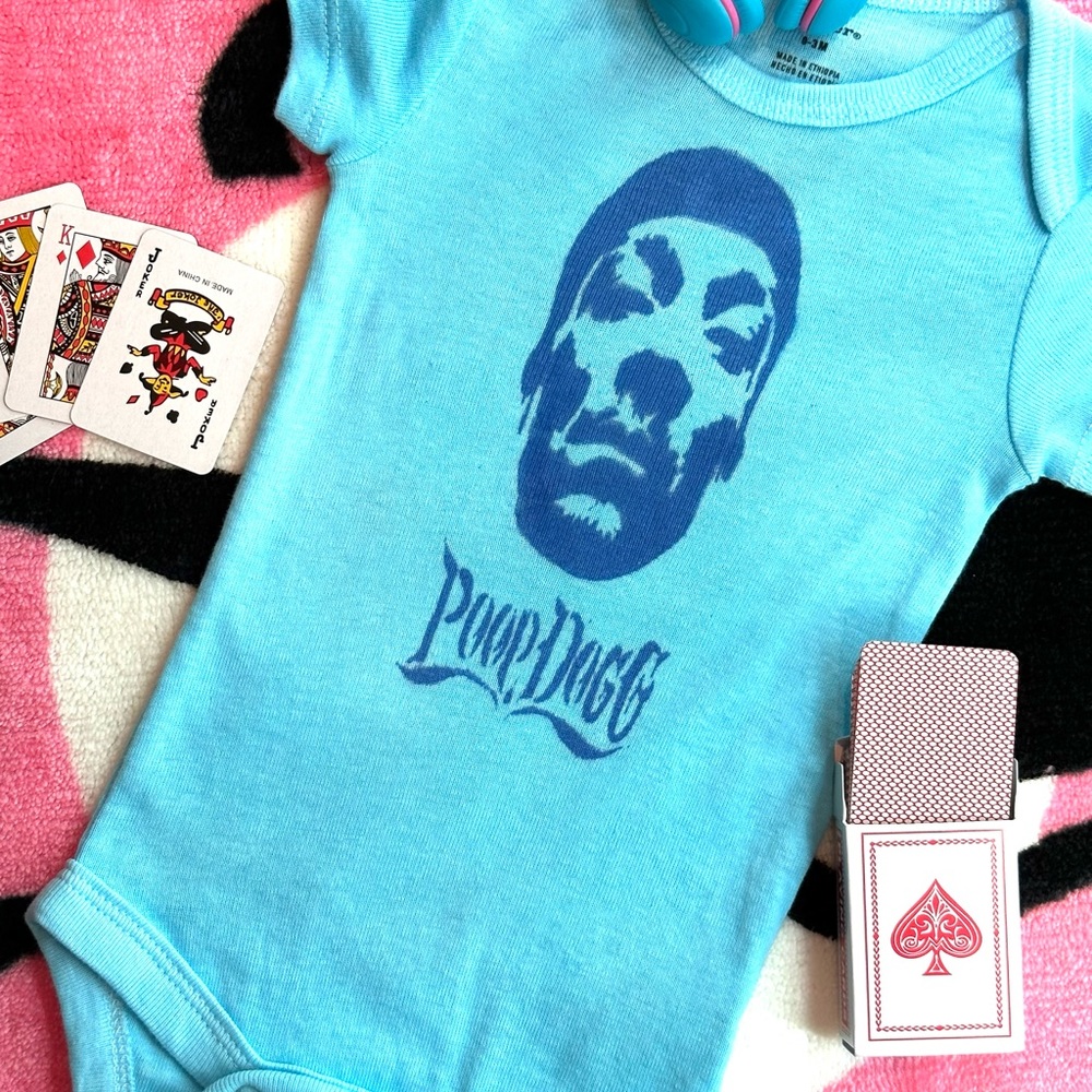 ⚡️POOP DOGG funny urban hip-hop handmade Snoop Dogg smoking baby onesie 0-3M